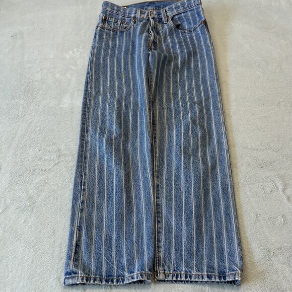 Levis 501 BIG E Conductor Pinstripe Jeans Womens 26x26 Straight Leg Button Fly - Picture 12 of 16